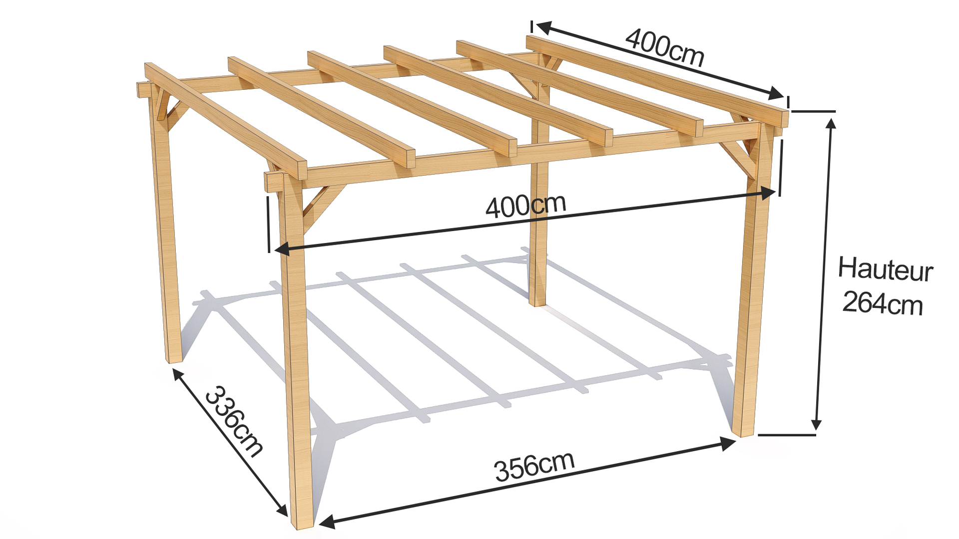 dimensions d'une pergola bois louise 4mx4m